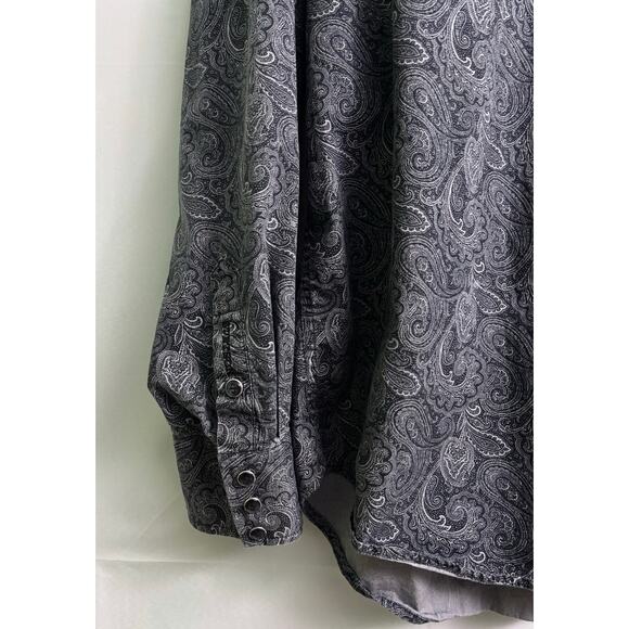Stetson Paisley Gray Cotton Button Up Long Sleeve Dress Shirt Men’s Size XL - Picture 6 of 10